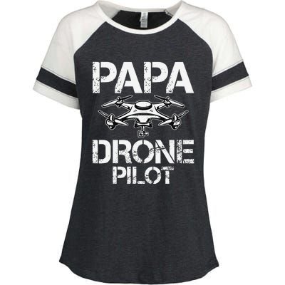 Papa Drone Pilot Drone Operator Fpv Drone Pilot Dad Gifts Enza Ladies Jersey Colorblock Tee