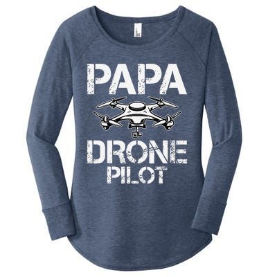 Papa Drone Pilot Drone Operator Fpv Drone Pilot Dad Gifts Women's Perfect Tri Tunic Long Sleeve Shirt