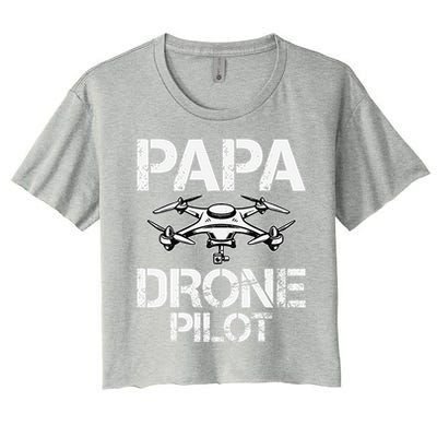 Papa Drone Pilot Drone Operator Fpv Drone Pilot Dad Gifts Women's Crop Top Tee