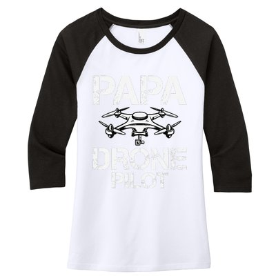 Papa Drone Pilot Drone Operator Fpv Drone Pilot Dad Gifts Women's Tri-Blend 3/4-Sleeve Raglan Shirt