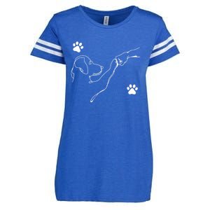 People & Dog Punch Hand Friendship Dog Paw Enza Ladies Jersey Football T-Shirt