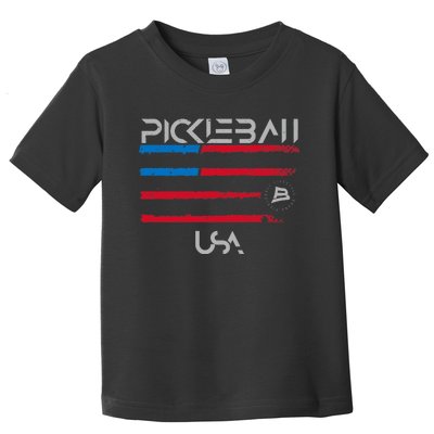 Pickleball Distressed Premium Fit USA Flag Design Premium Toddler T-Shirt