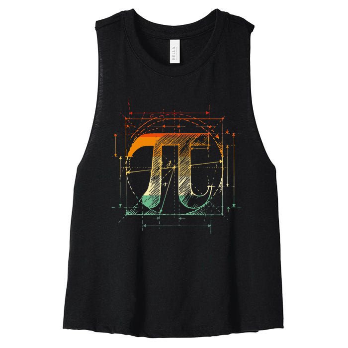 Pi Day Pi Symbol Funny Math Teacher Women's Racerback Cropped Tank