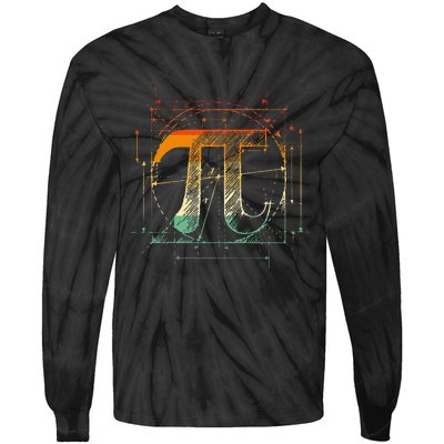 Pi Day Pi Symbol Funny Math Teacher Tie-Dye Long Sleeve Shirt