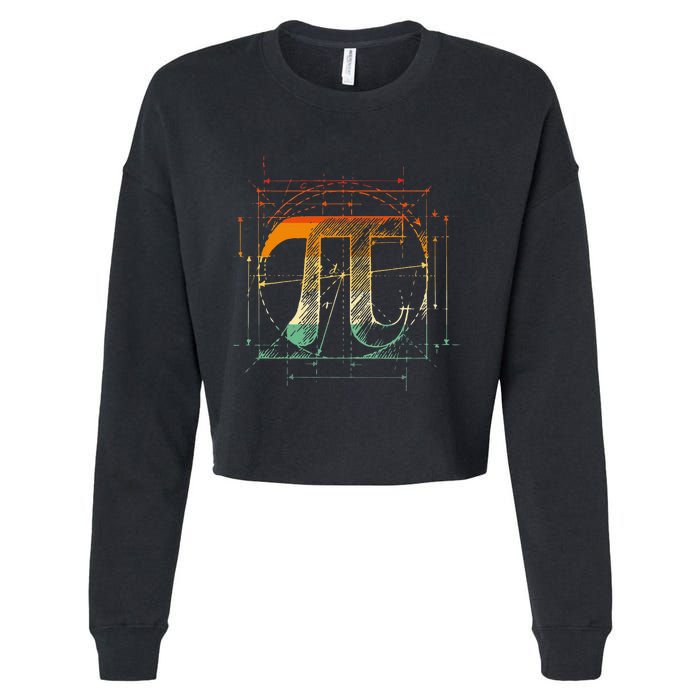 Pi Day Pi Symbol Funny Math Teacher Cropped Pullover Crew