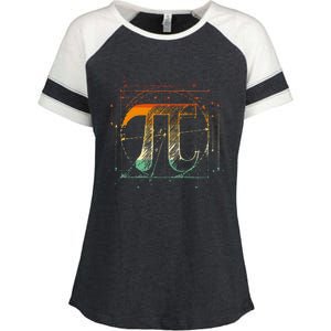 Pi Day Pi Symbol Funny Math Teacher Enza Ladies Jersey Colorblock Tee