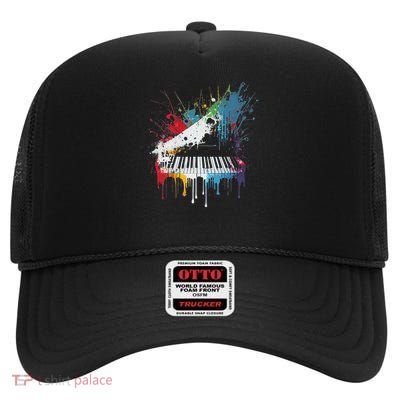 Piano Design Piano Gift For Pianist High Crown Mesh Back Trucker Hat