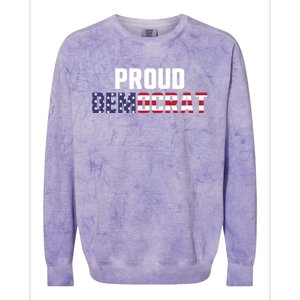 Proud Democrat Political Democratic Liberal American Flag Gift Colorblast Crewneck Sweatshirt