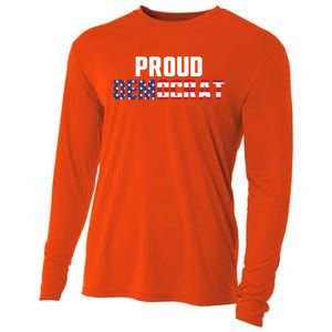 Proud Democrat Political Democratic Liberal American Flag Gift Cooling Performance Long Sleeve Crew