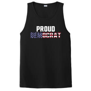 Proud Democrat Political Democratic Liberal American Flag Gift PosiCharge Competitor Tank