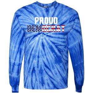 Proud Democrat Political Democratic Liberal American Flag Gift Tie-Dye Long Sleeve Shirt