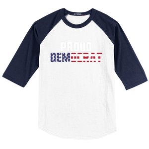 Proud Democrat Political Democratic Liberal American Flag Gift Baseball Sleeve Shirt