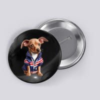 Pinscher Dog Puppy USA Flag Cute American Dogs 4th Of July Button