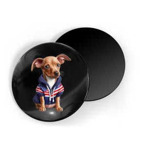 Pinscher Dog Puppy USA Flag Cute American Dogs 4th Of July Magnet