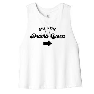 Princess Drama Queen Matching Sister Bff Mom Best Friend Gift Women's Racerback Cropped Tank