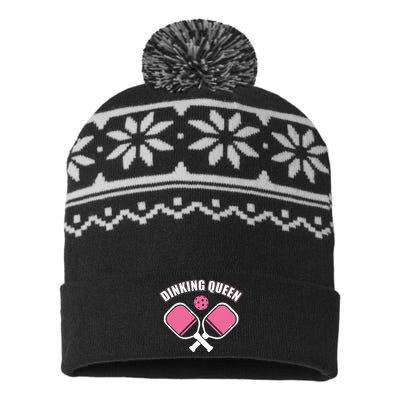 PicklebalI Dinking Queen Wo Pickleball Player USA-Made Snowflake Beanie