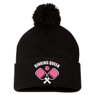 PicklebalI Dinking Queen Wo Pickleball Player Pom Pom 12in Knit Beanie