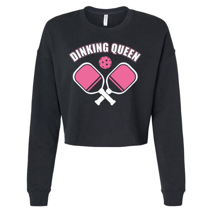 PicklebalI Dinking Queen Wo Pickleball Player Cropped Pullover Crew