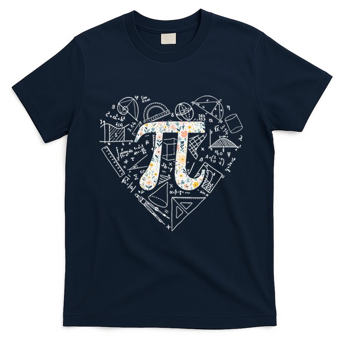 Pi Day Retro Floral Pi Teacher Math Mathematics Happy Pi Day T-Shirt