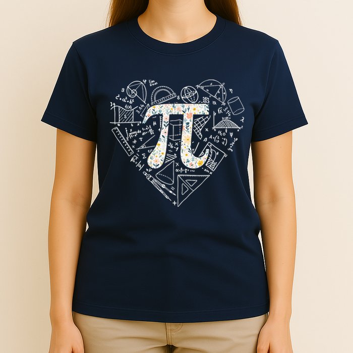 Pi Day Retro Floral Pi Teacher Math Mathematics Happy Pi Day T-Shirt