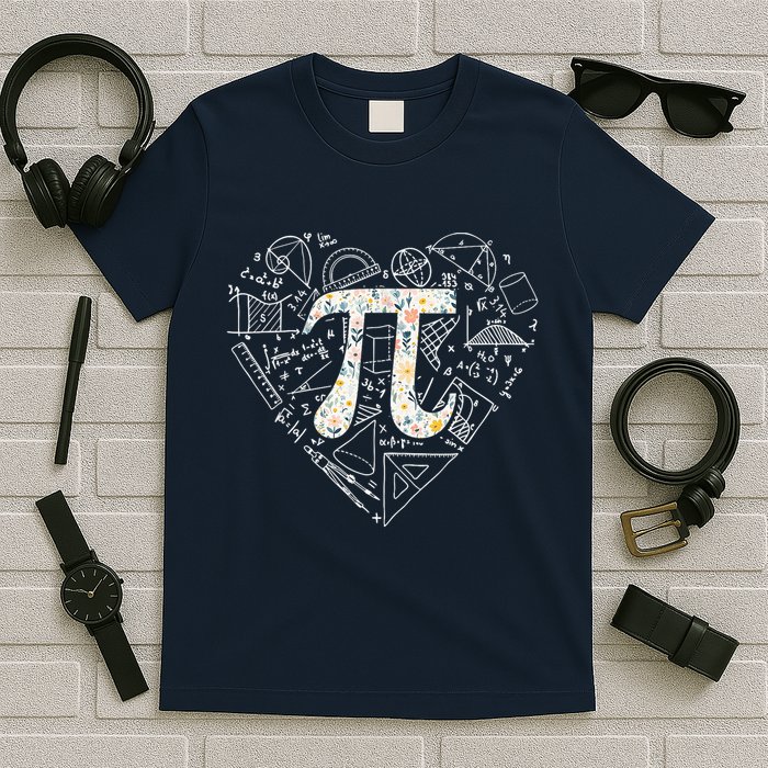 Pi Day Retro Floral Pi Teacher Math Mathematics Happy Pi Day T-Shirt