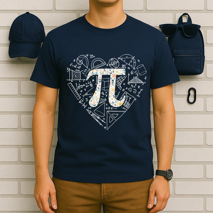 Pi Day Retro Floral Pi Teacher Math Mathematics Happy Pi Day T-Shirt