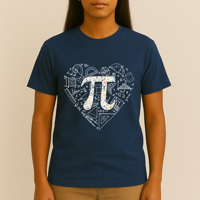 Pi Day Retro Floral Pi Teacher Math Mathematics Happy Pi Day T-Shirt