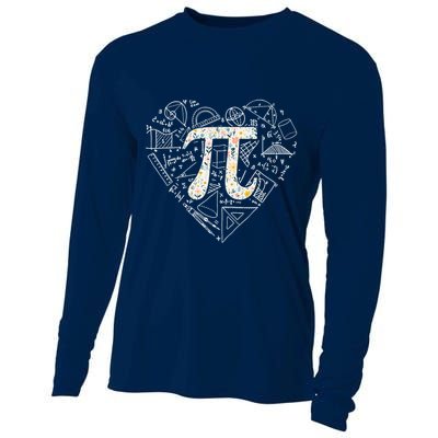 Pi Day Retro Floral Pi Teacher Math Mathematics Happy Pi Day Cooling Performance Long Sleeve Crew