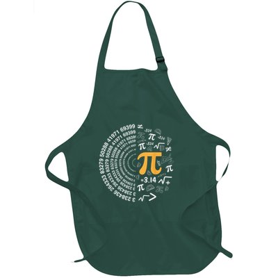 Pi Day Retro Teacher Math Mathematics Happy Pi Day Full-Length Apron With Pockets