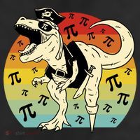 Pirate Dinosaur Retro Sunset Pi Day 7 Panel Mesh Trucker Snapback Hat