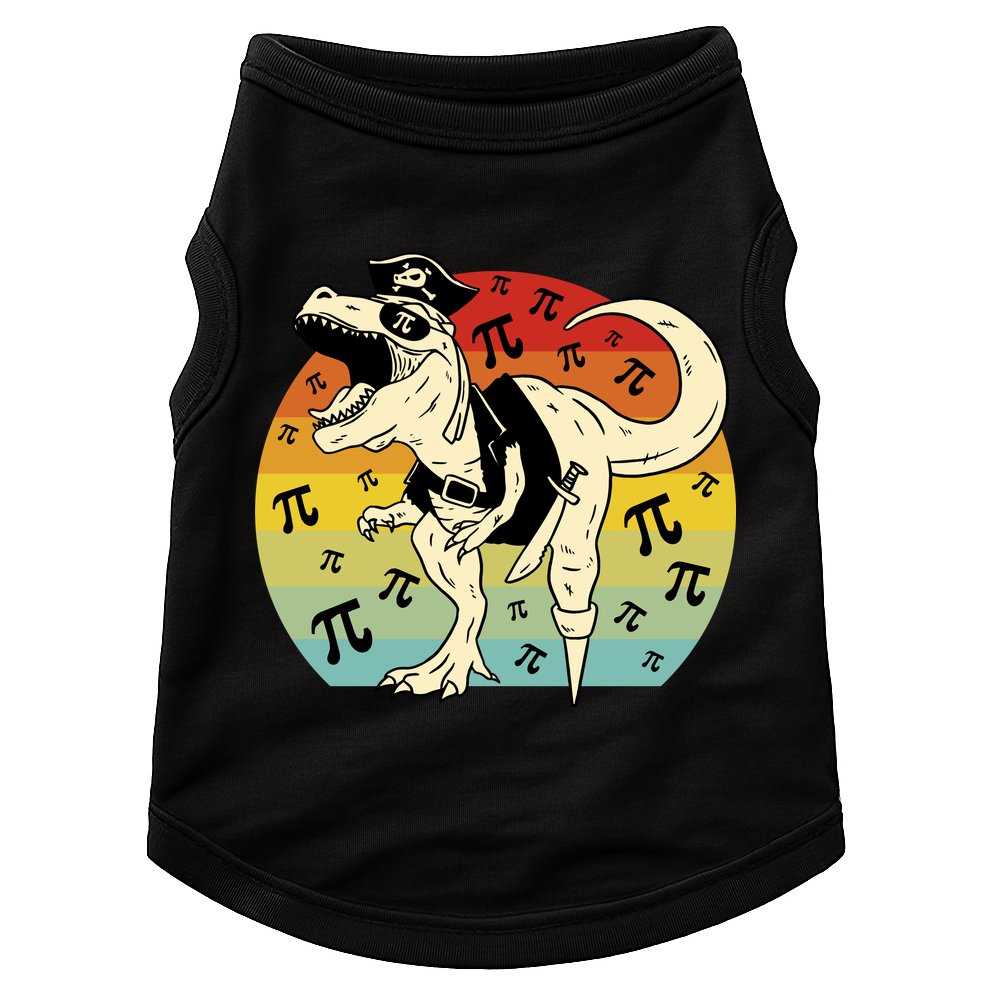 Pirate Dinosaur Retro Sunset Pi Day Doggie Tank