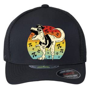 Pirate Dinosaur Retro Sunset Pi Day Flexfit Unipanel Trucker Cap