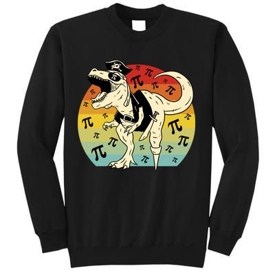Pirate Dinosaur Retro Sunset Pi Day Sweatshirt