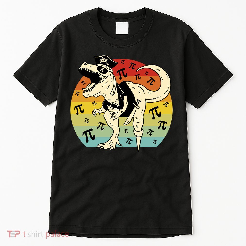 Pirate Dinosaur Retro Sunset Pi Day Tall T-Shirt