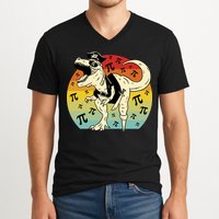 Pirate Dinosaur Retro Sunset Pi Day V-Neck T-Shirt