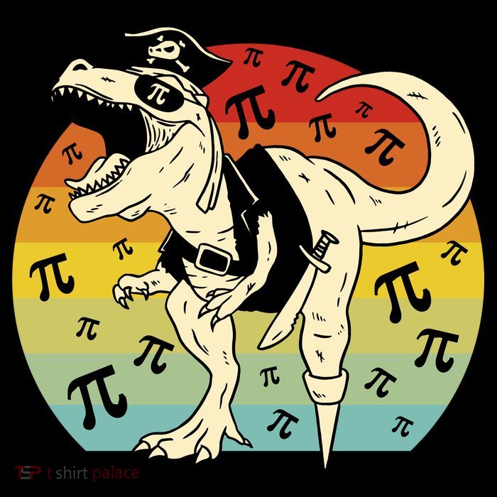 Pirate Dinosaur Retro Sunset Pi Day Backpack