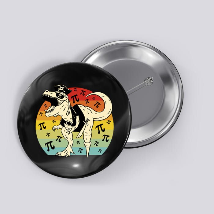 Pirate Dinosaur Retro Sunset Pi Day Button