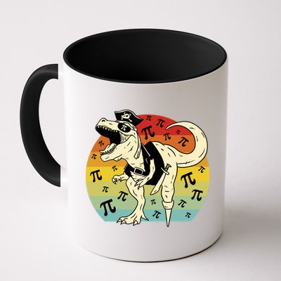Pirate Dinosaur Retro Sunset Pi Day Mug