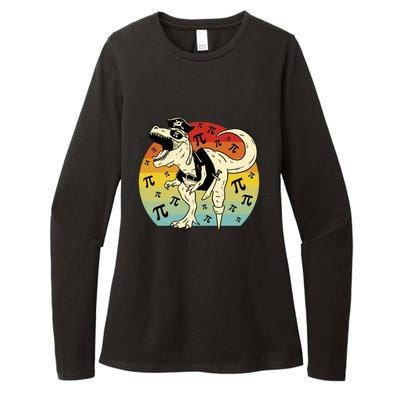 Pirate Dinosaur Retro Sunset Pi Day Womens CVC Long Sleeve Shirt