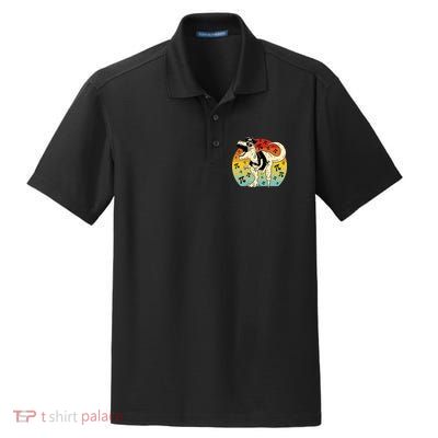 Pirate Dinosaur Retro Sunset Pi Day Dry Zone Grid Polo