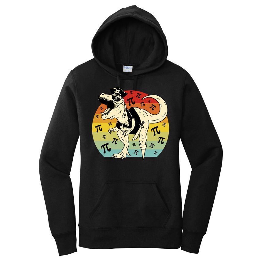 Pirate Dinosaur Retro Sunset Pi Day Women's Pullover Hoodie