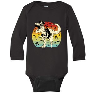 Pirate Dinosaur Retro Sunset Pi Day Baby Long Sleeve Bodysuit