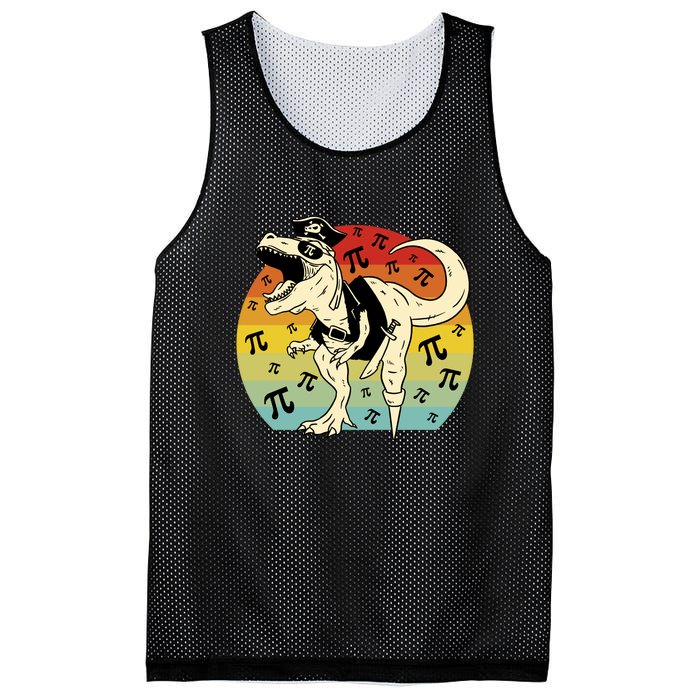 Pirate Dinosaur Retro Sunset Pi Day Mesh Reversible Basketball Jersey Tank