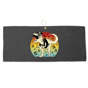 Pirate Dinosaur Retro Sunset Pi Day Large Microfiber Waffle Golf Towel