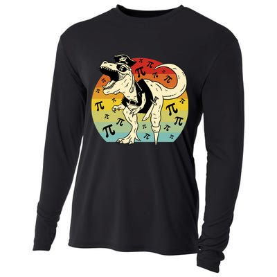 Pirate Dinosaur Retro Sunset Pi Day Cooling Performance Long Sleeve Crew