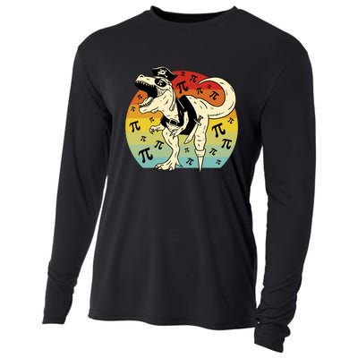 Pirate Dinosaur Retro Sunset Pi Day Cooling Performance Long Sleeve Crew