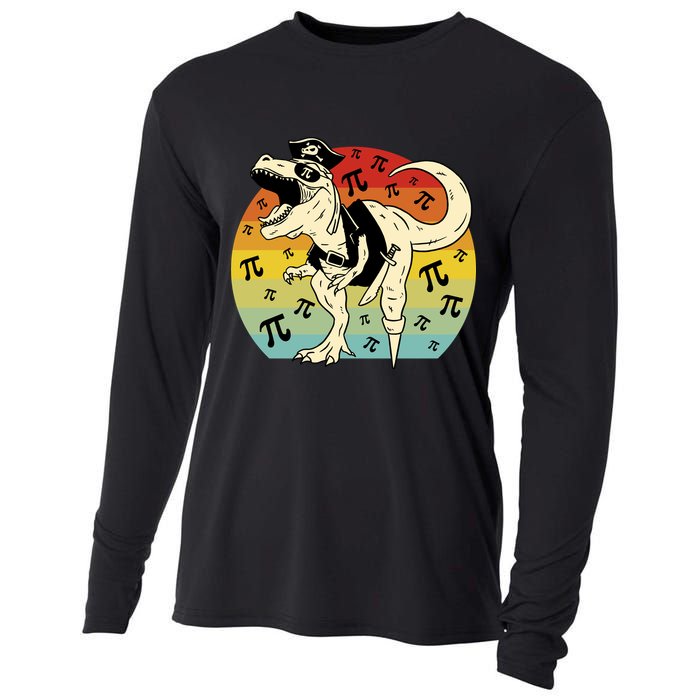 Pirate Dinosaur Retro Sunset Pi Day Cooling Performance Long Sleeve Crew