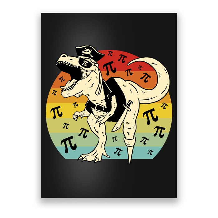 Pirate Dinosaur Retro Sunset Pi Day Poster