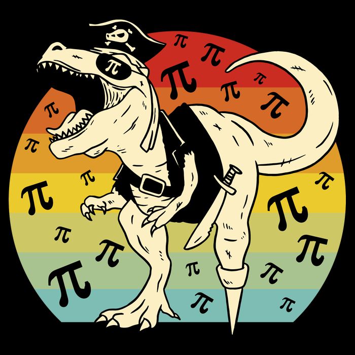 Pirate Dinosaur Retro Sunset Pi Day Poster