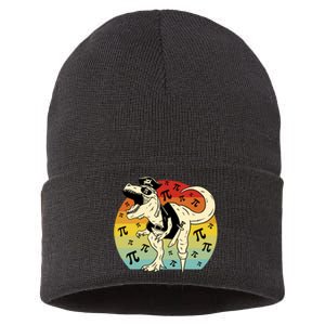 Pirate Dinosaur Retro Sunset Pi Day Sustainable Knit Beanie